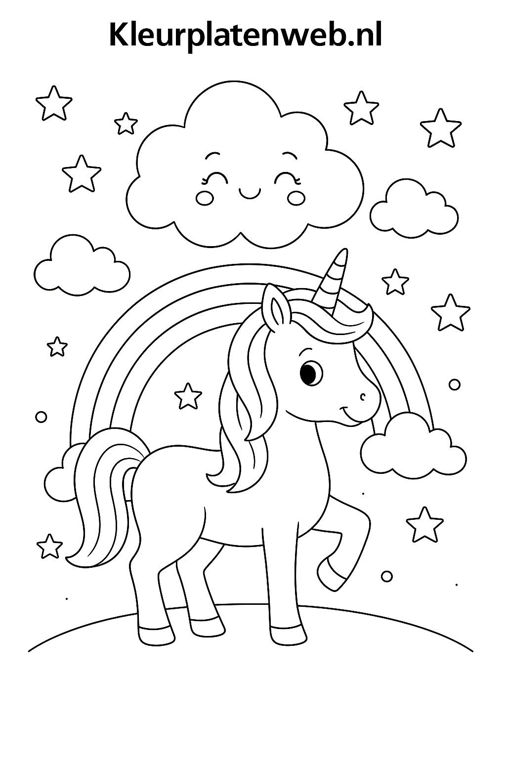 Kleurplaat unicorn 7