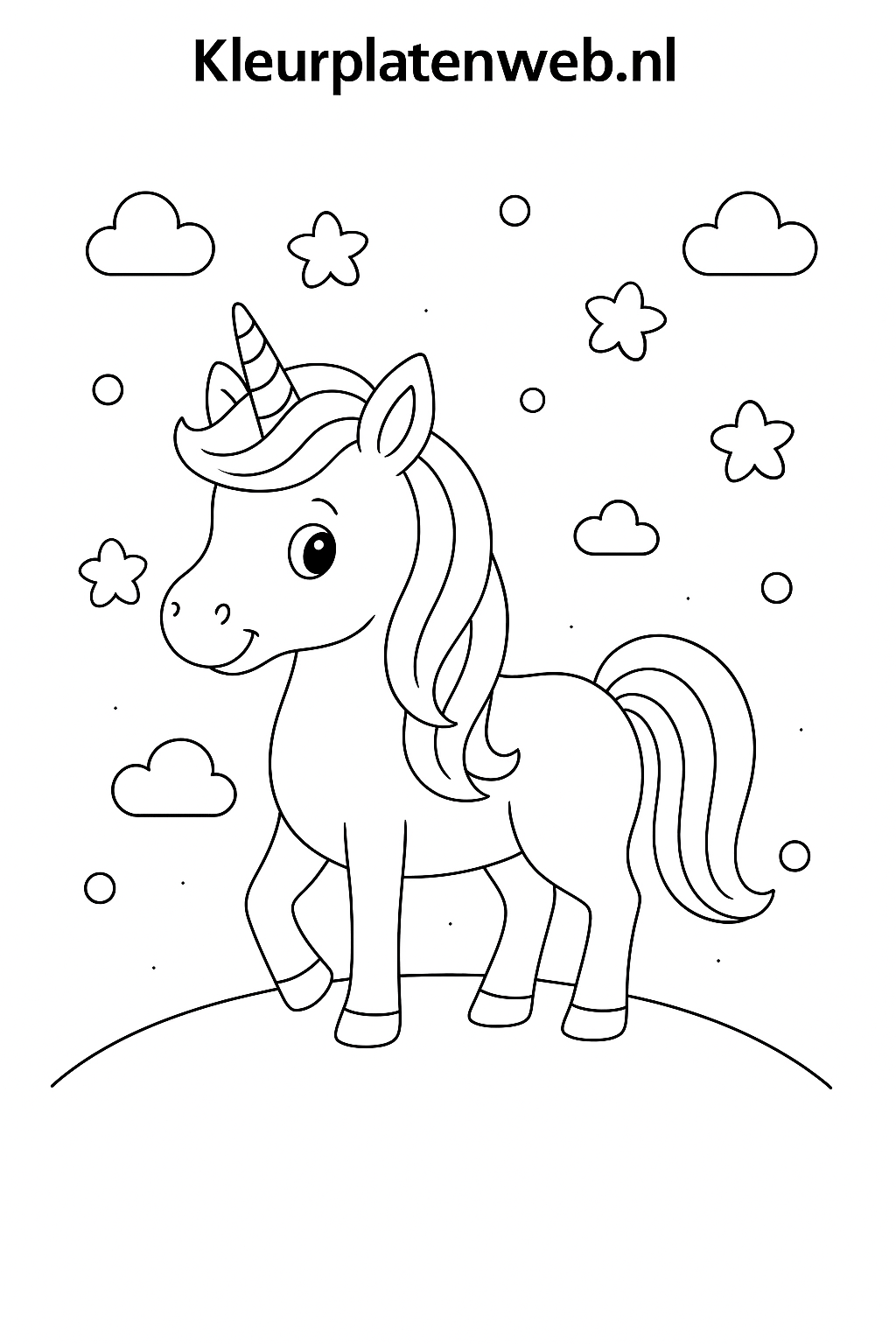 Kleurplaat unicorn 8