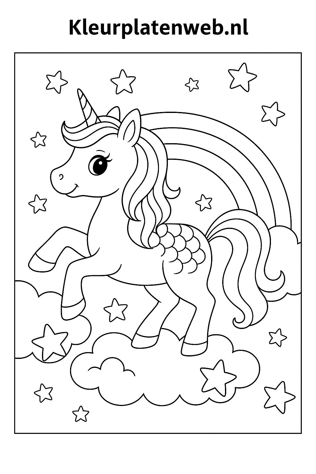Kleurplaat unicorn 9